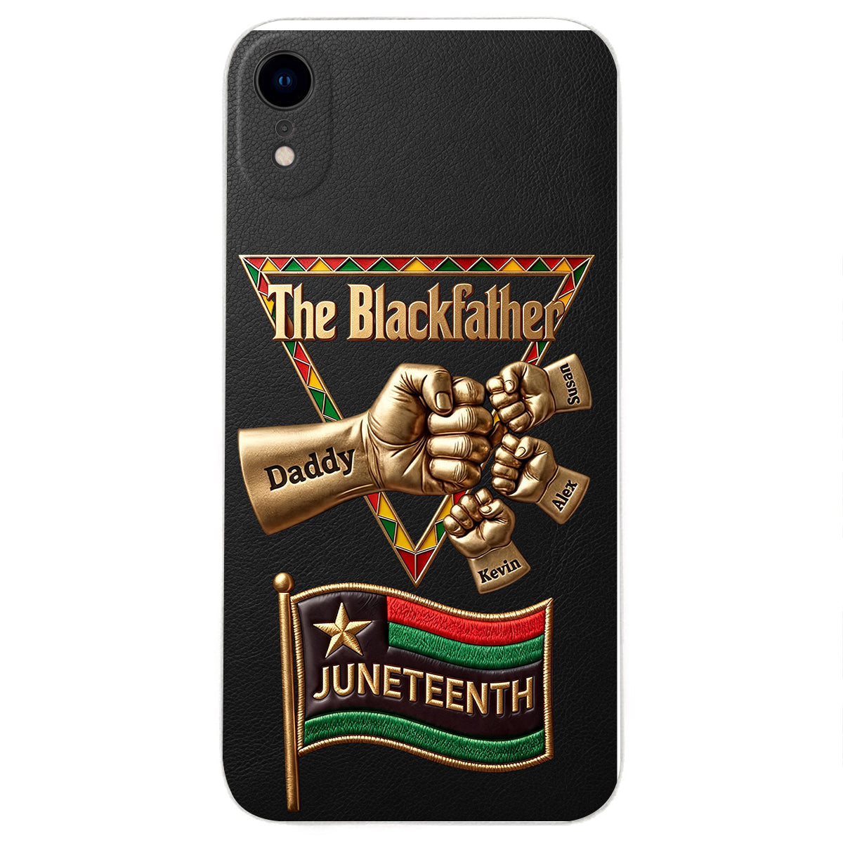 The Blackfather - Personalized Father 3D Embossed Leather Phone Case