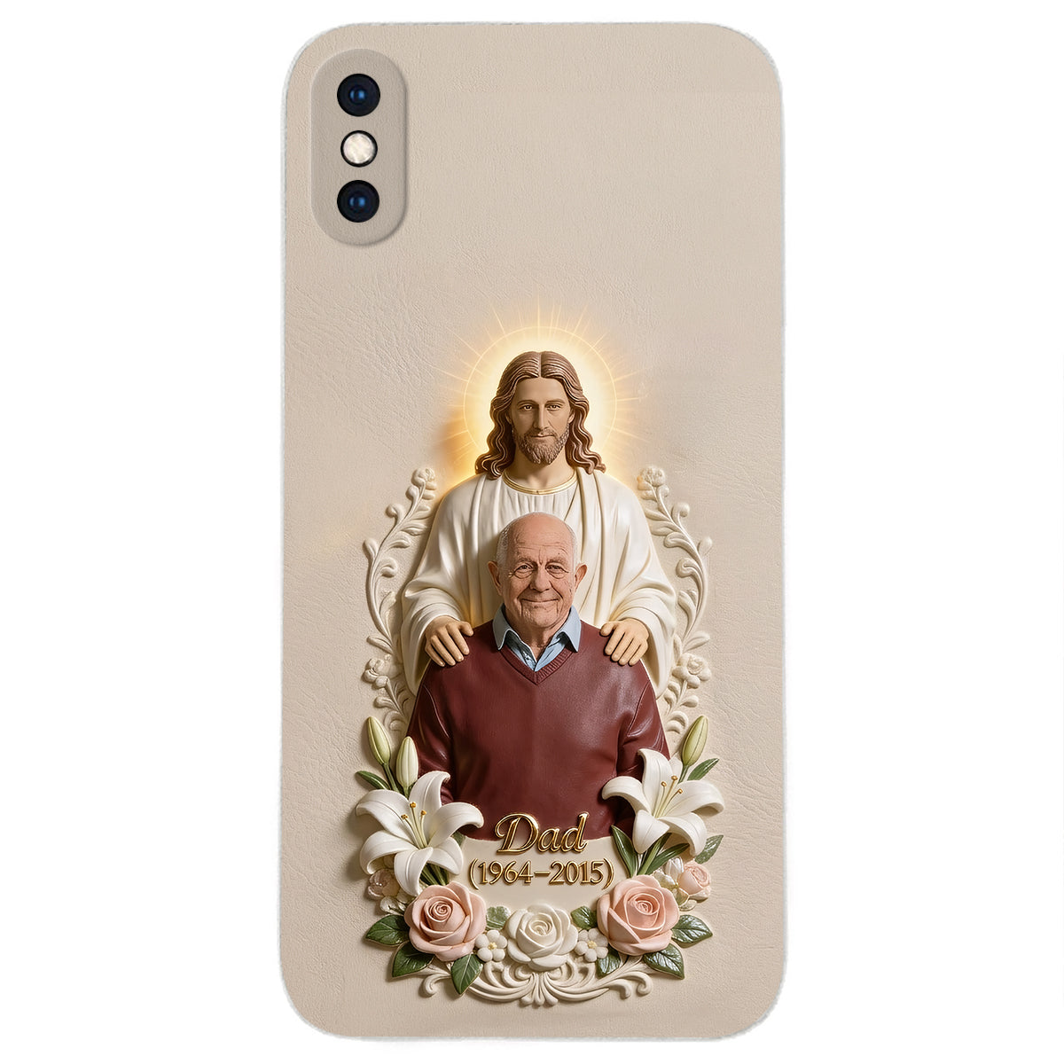 Memorial Gift Idea, Gift for Lost of Loved Ones - Personalized Memorial 3D Embossed Leather Phone Case