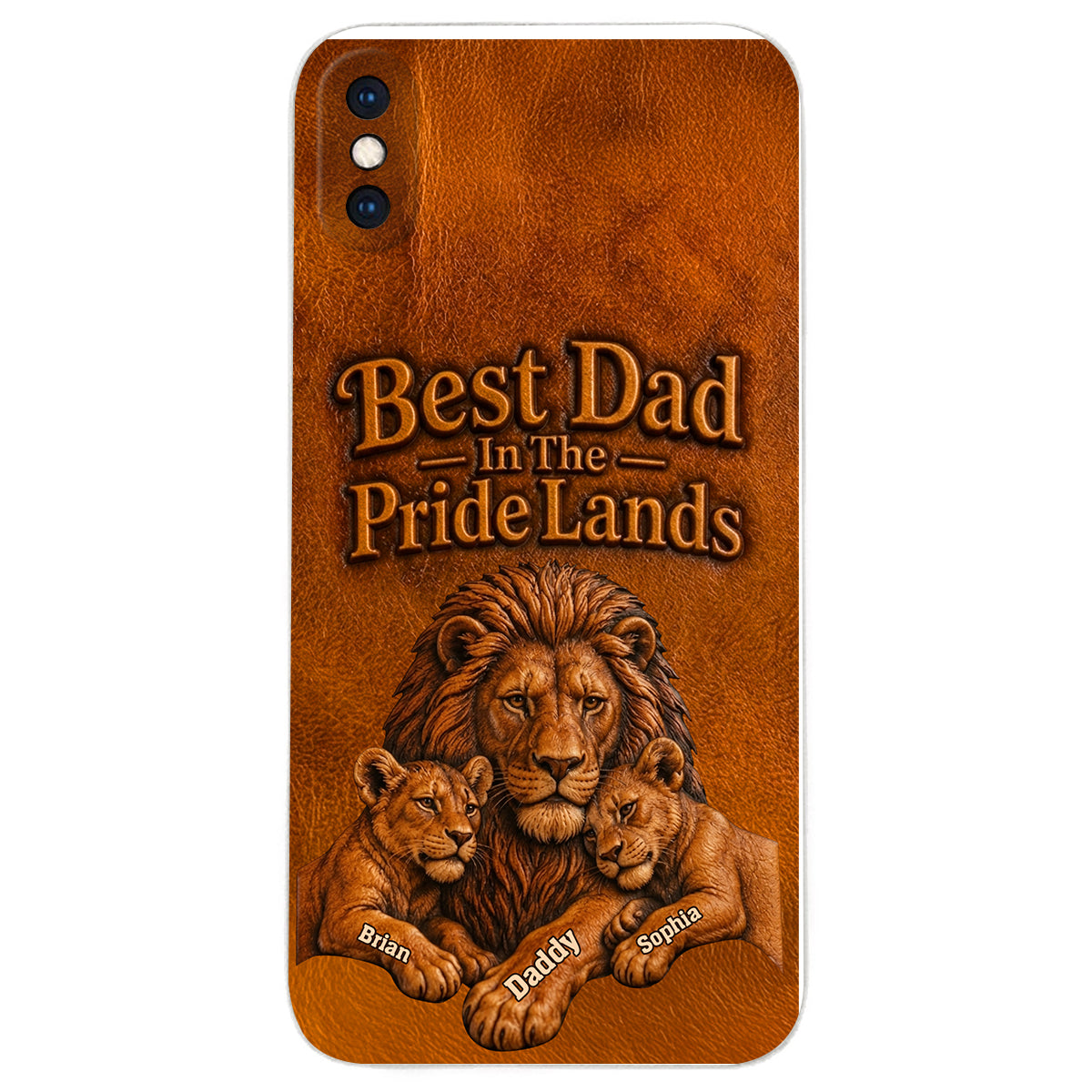 Papa Lion - Personalized Father 3D Embossed Leather Phone Case