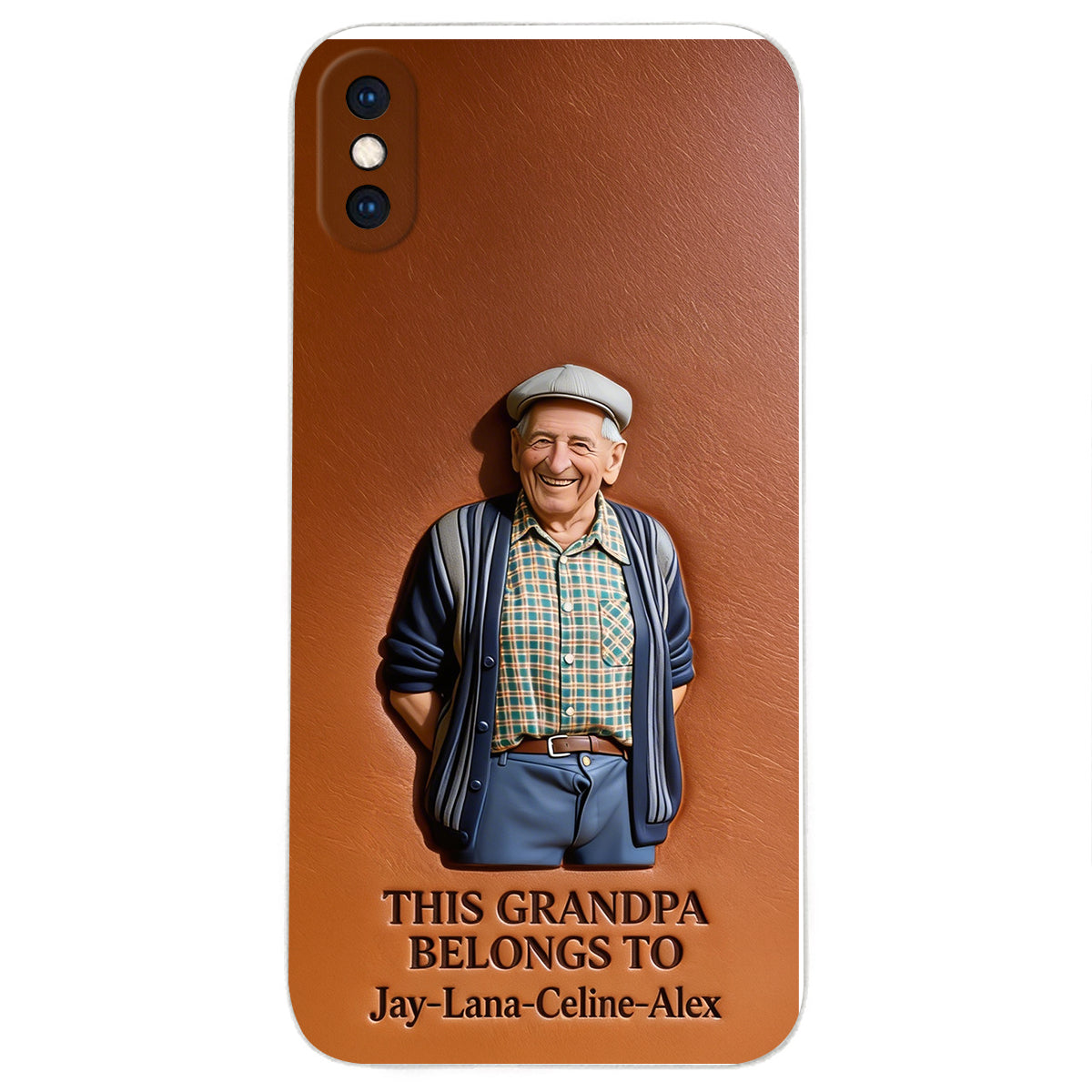 Together Always Case - Personalized Grandpa 3D Embossed Leather Phone Case