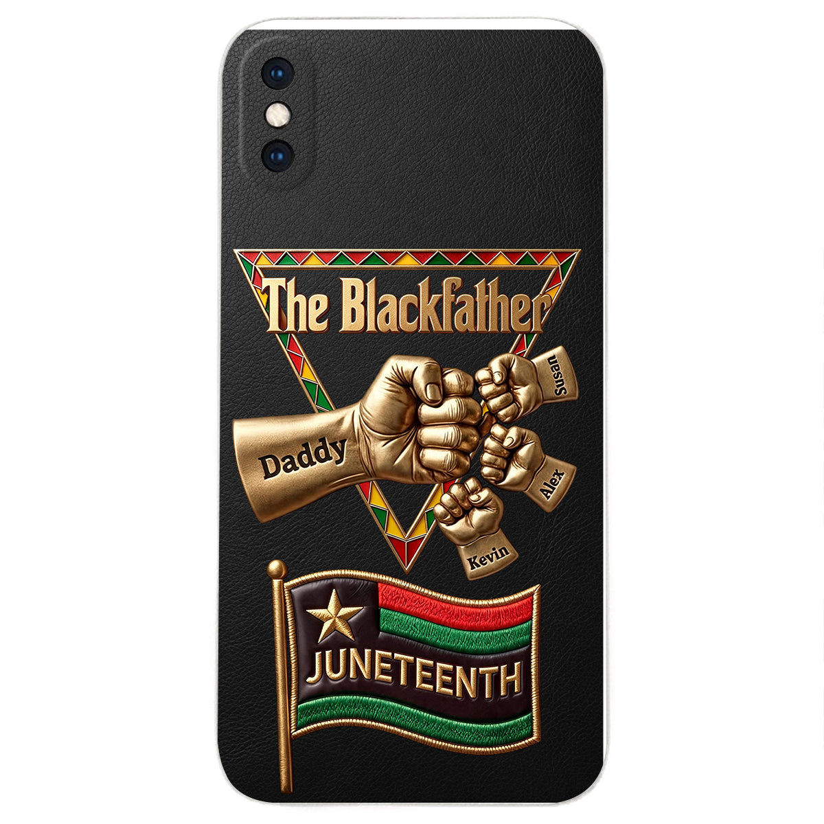 The Blackfather - Personalized Father 3D Embossed Leather Phone Case