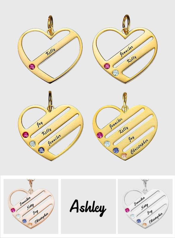 This Is Us - Personalized Family S925 Silver Birthstone Heart Name Necklace