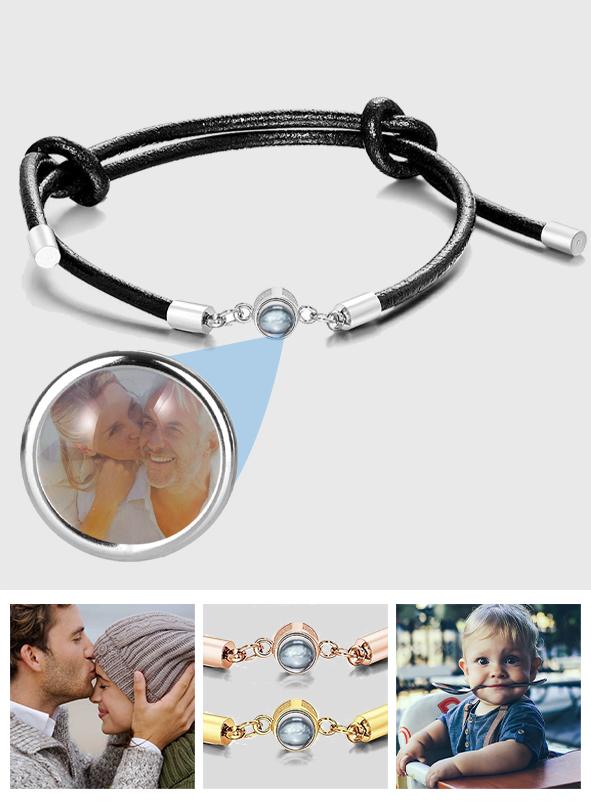 Personalized Adjustable Leather Photo Projection Charm