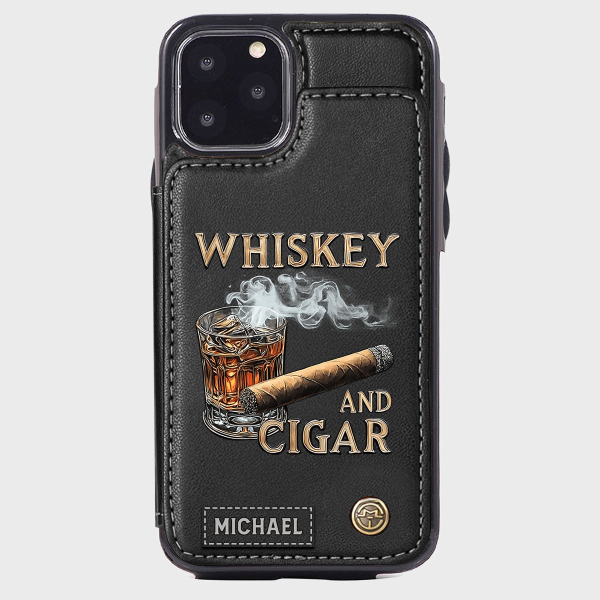 Whiskey And Cigar - Personalized Whisky Wallet Phone Case