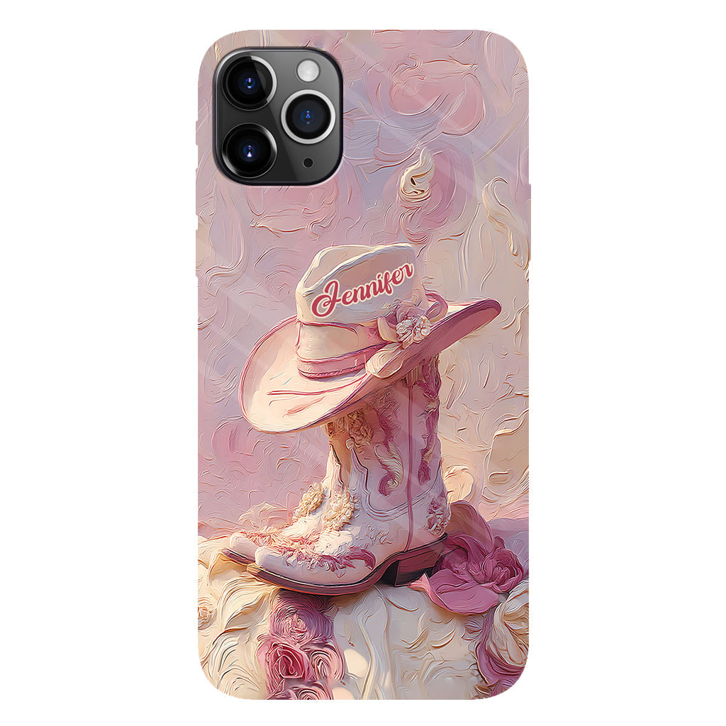 Pink Cowgirl - Personalized Cowgirl Full Print Phone Case & Phone Grip