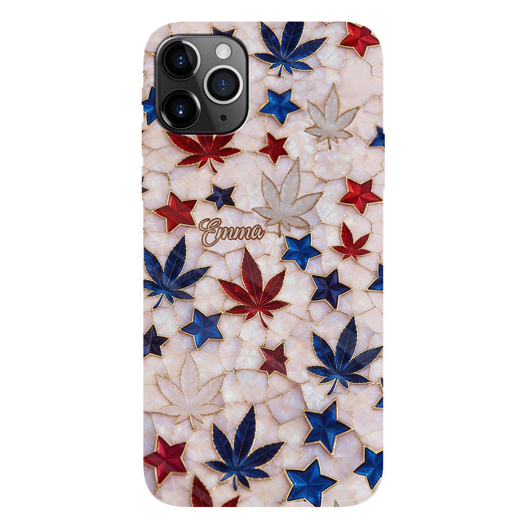 Red White Blue Magic Leaf - Personalized Weed Full Print Phone Case