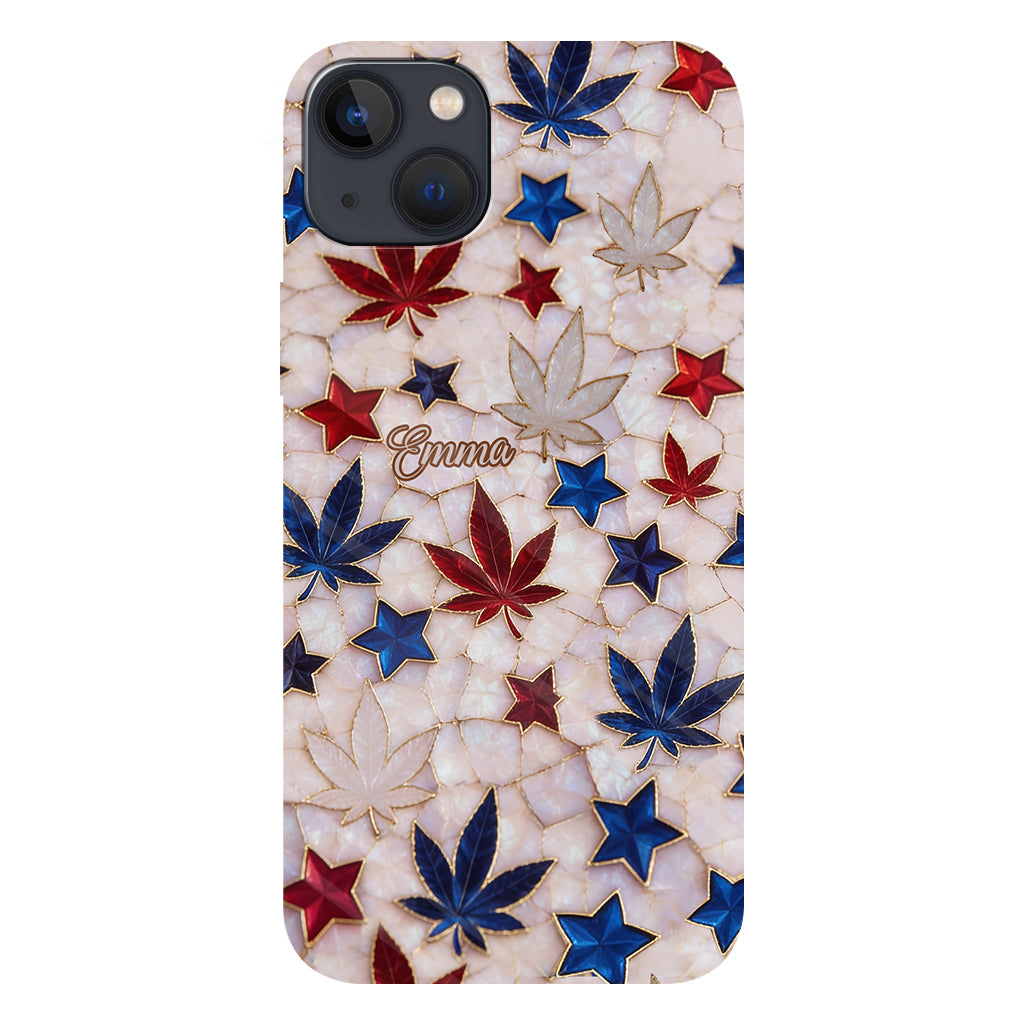Red White Blue Magic Leaf - Personalized Weed Full Print Phone Case