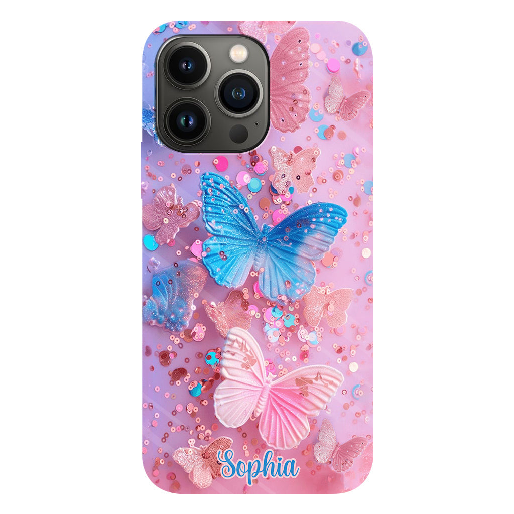Sparkle Butterflies - Personalized Butterfly Full Print Phone Case