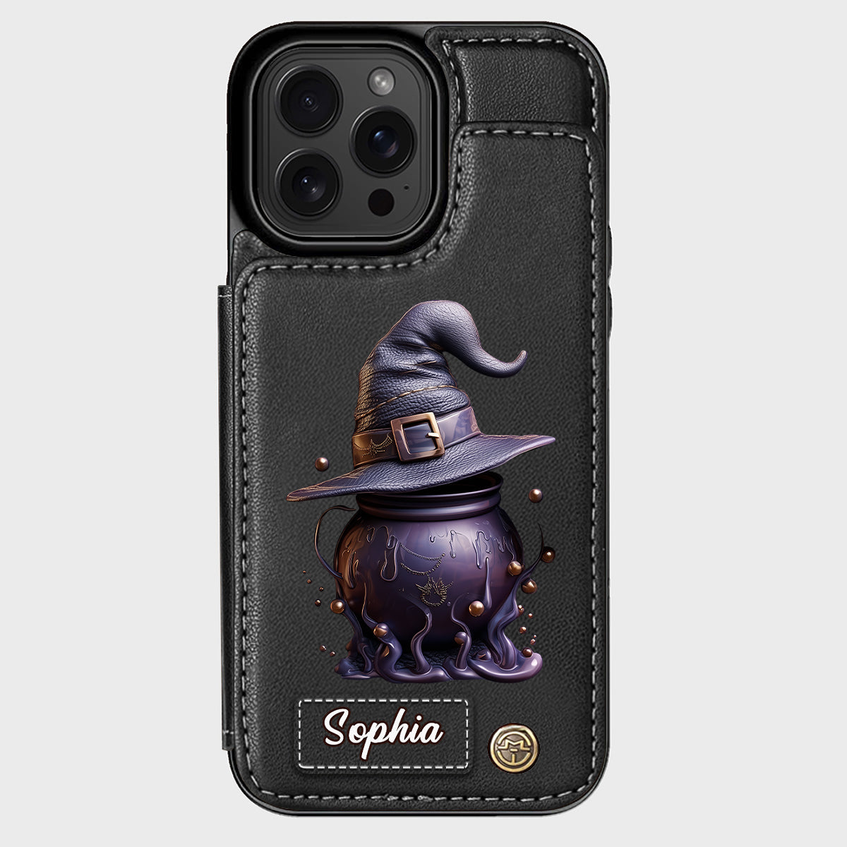 Magical Hat And Cauldron - Personalized Witch Wallet Phone Case