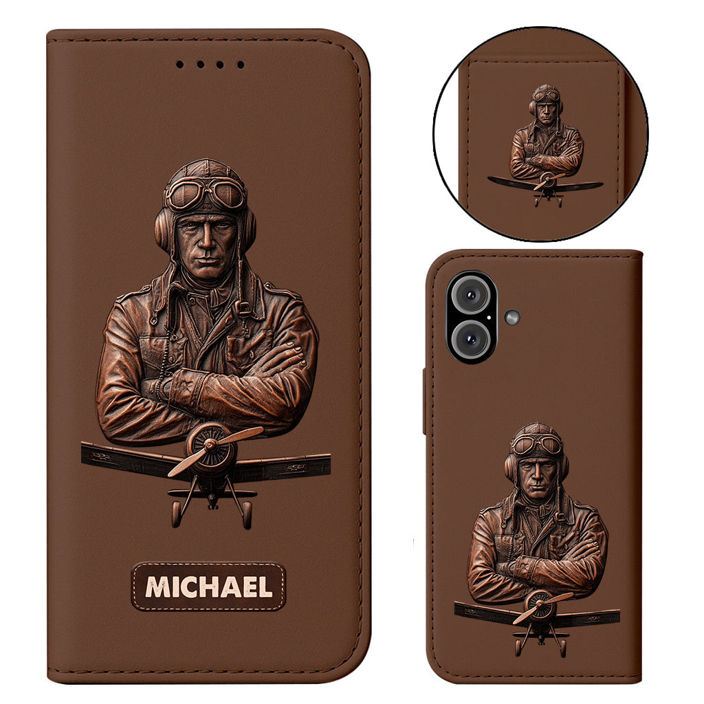 The Sky Is Not The Limit - Personalized Pilot Wallet Phone Case With Strap