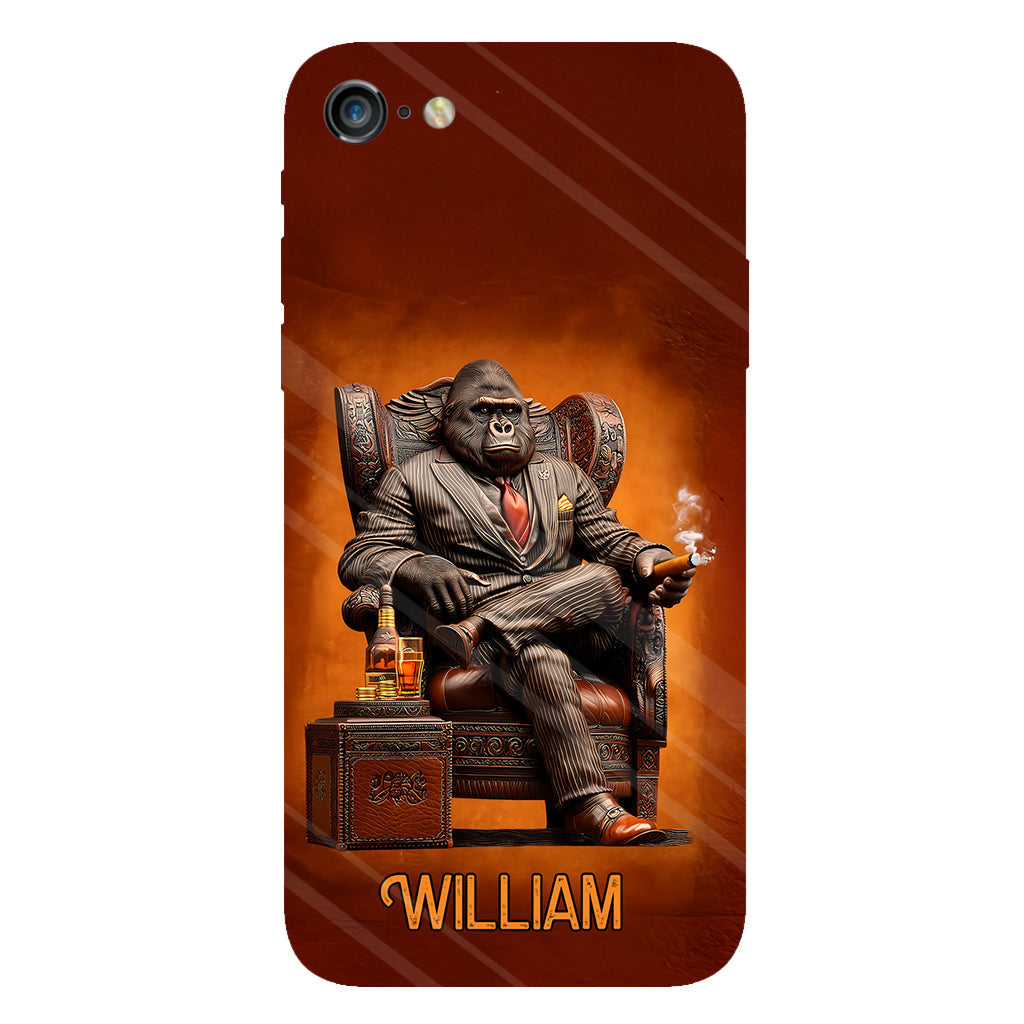 Whiskey & Cigar Gorilla - Personalized Whisky Full Print Phone Case