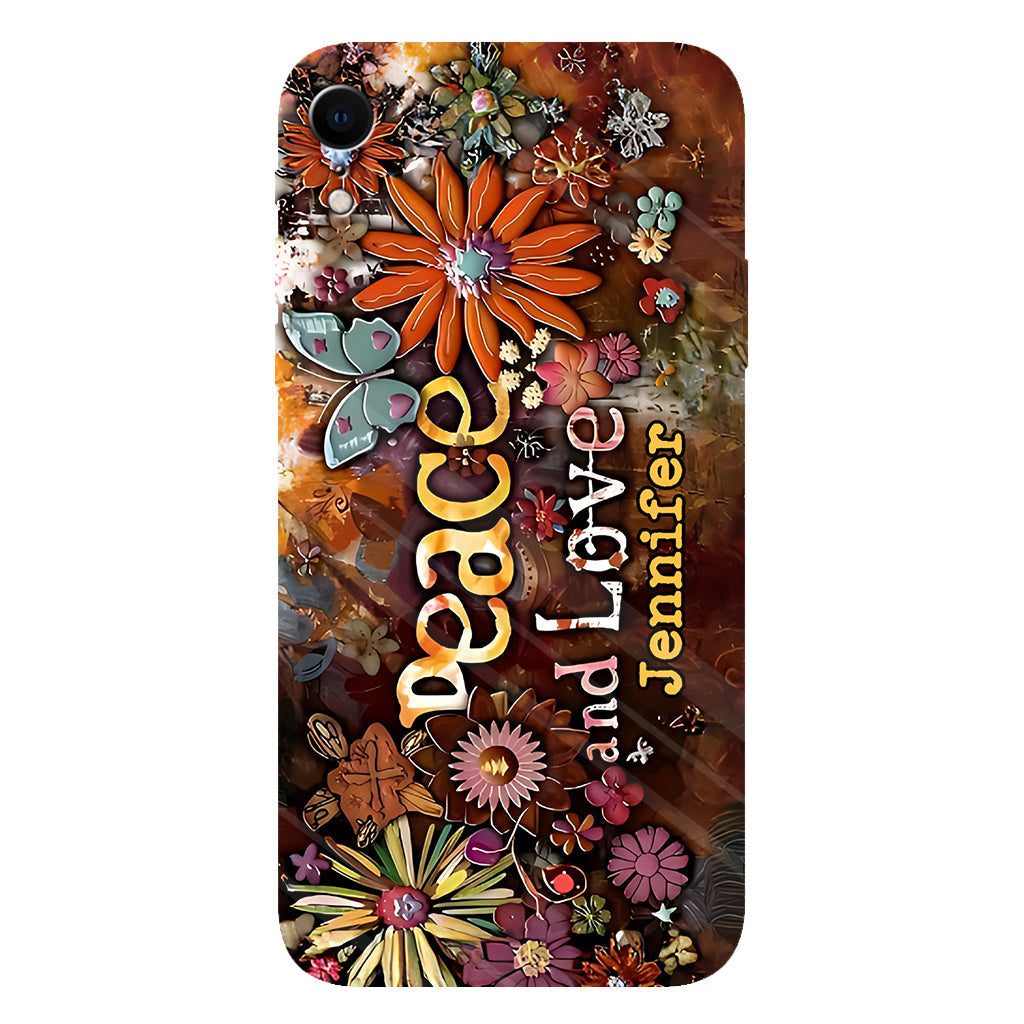 Peace And Love - Personalized Hippie Full Print Phone Case