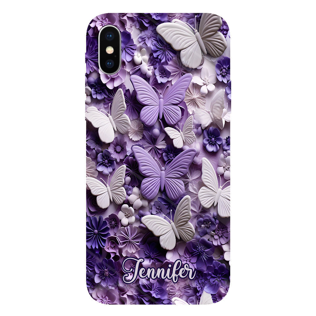 Purple Butterflies - Personalized Butterfly Full Print Phone Case