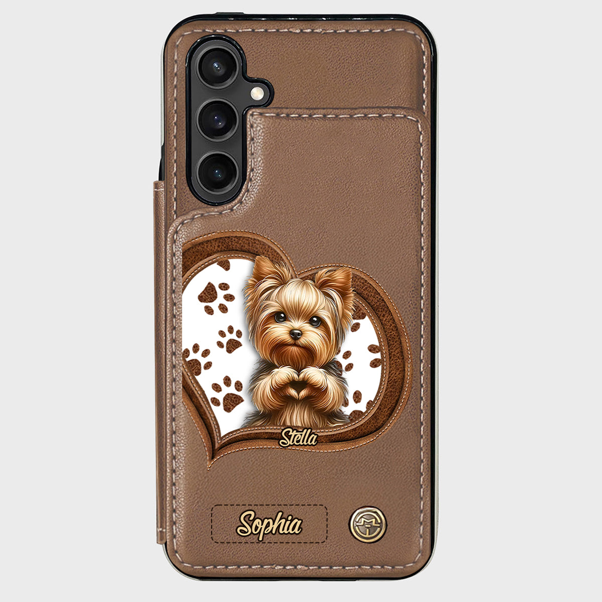 Puppy/ Kitty Makes Heart Hands - Personalized Dog Wallet Phone Case