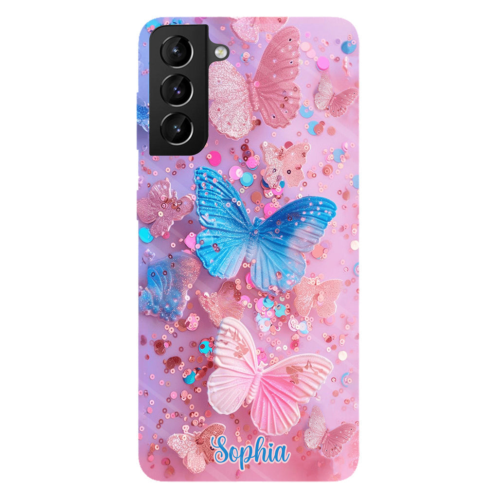 Sparkle Butterflies - Personalized Butterfly Full Print Phone Case