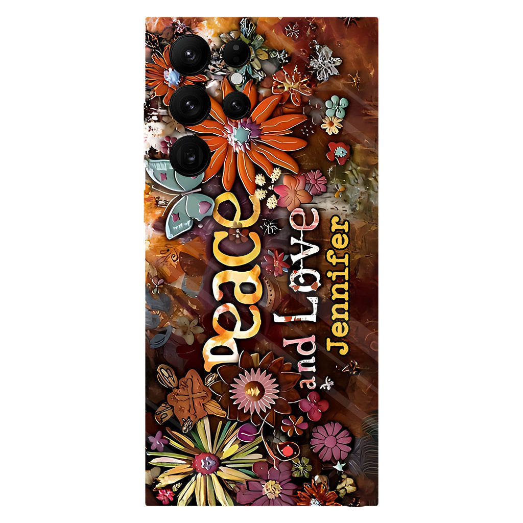 Peace And Love - Personalized Hippie Full Print Phone Case
