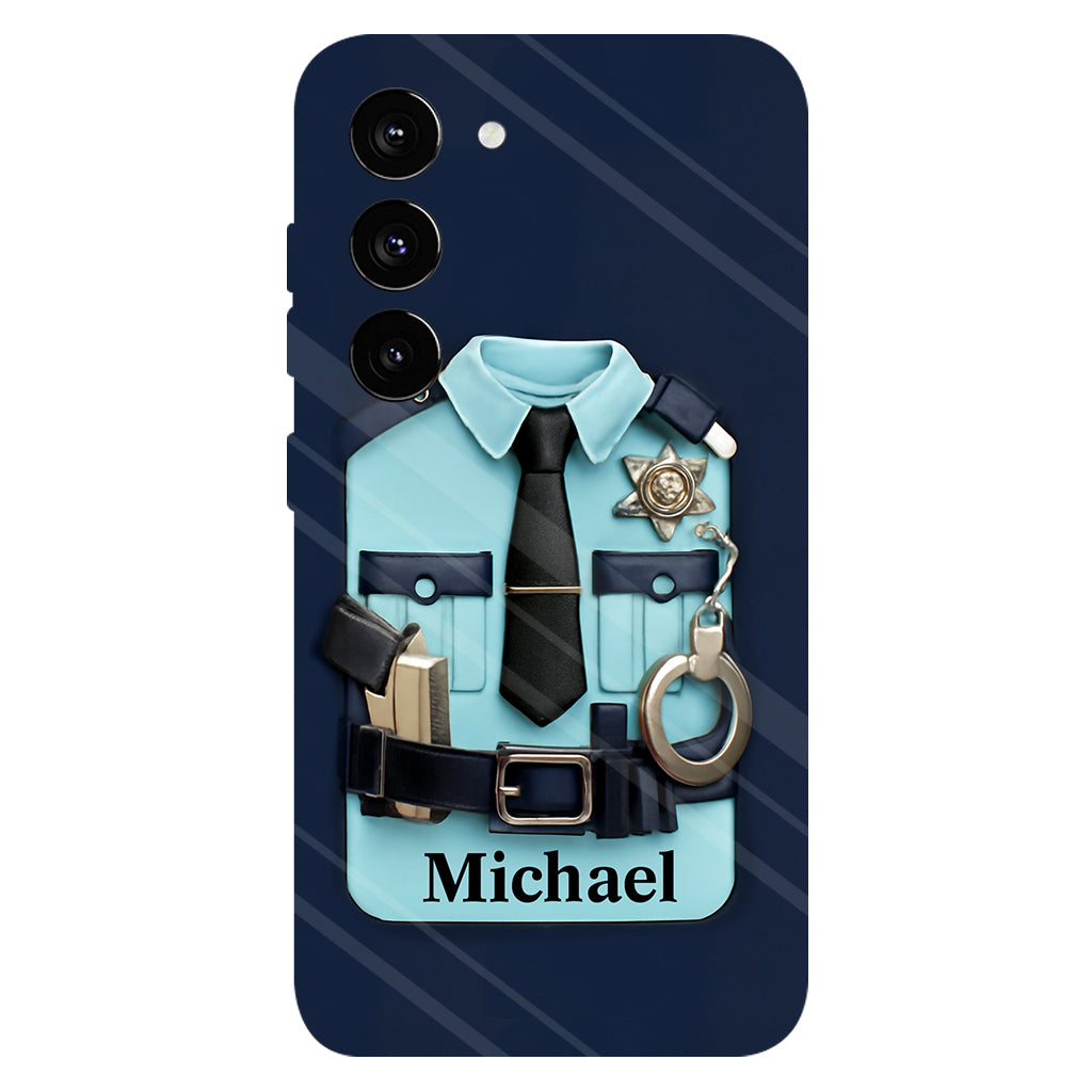 Officer, Police Uniform, Badge and Handcuffs - Personalized Police Officer Full Print Phone Case