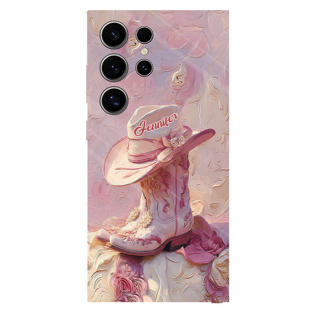 Pink Cowgirl - Personalized Cowgirl Full Print Phone Case & Phone Grip