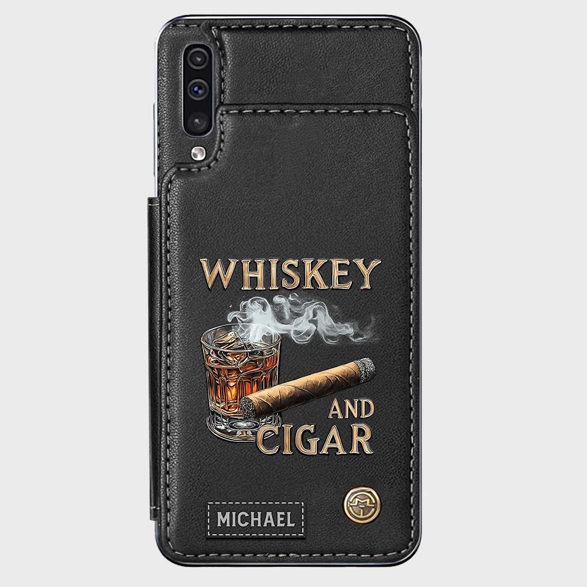 Whiskey And Cigar - Personalized Whisky Wallet Phone Case