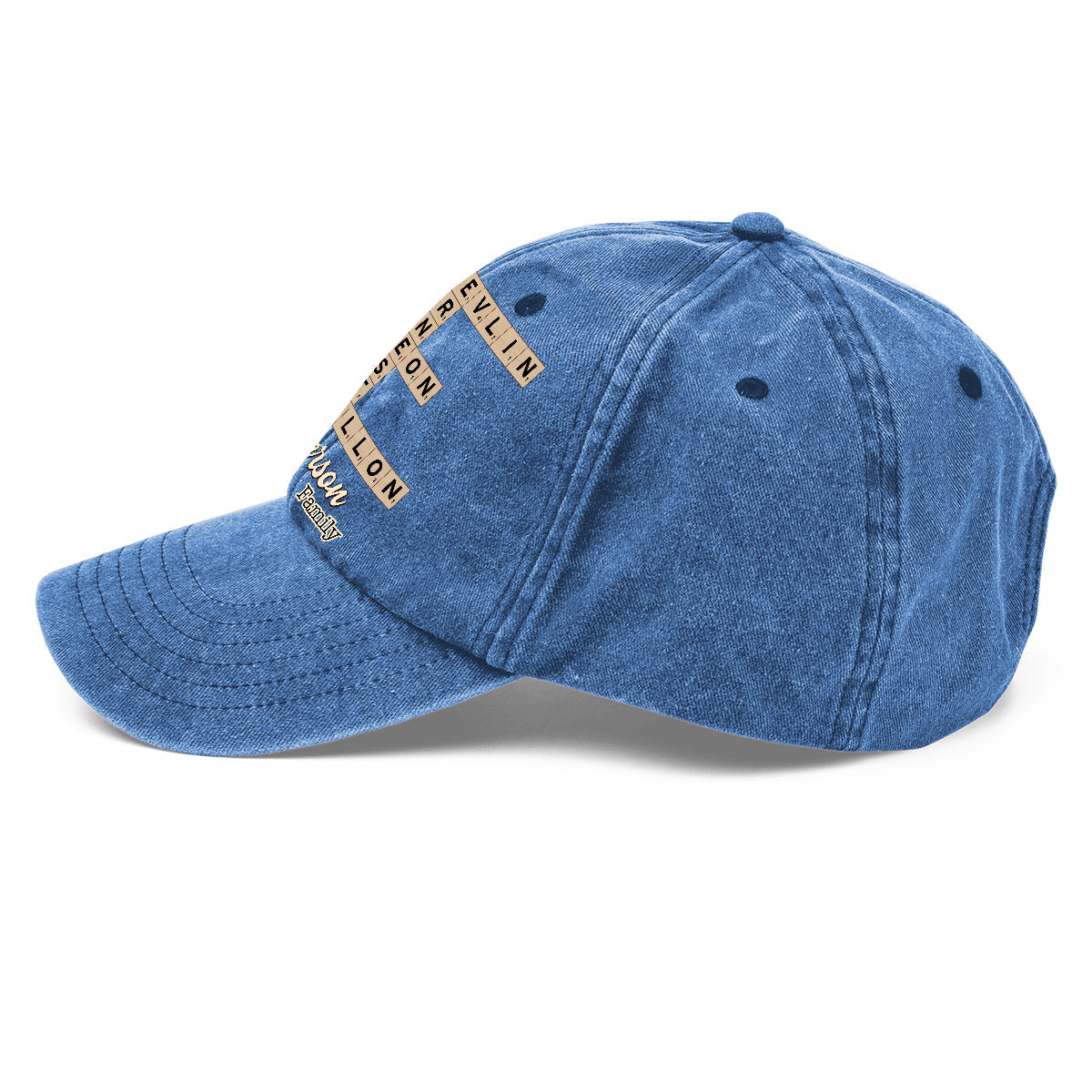 Love Family Scrabble Crossword - Personalized Scrabble Washed Denim Cap