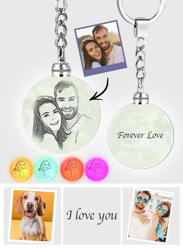 Moon Light Multicolor - Personalized 3D Printed Photo Moon Lamp Keychain
