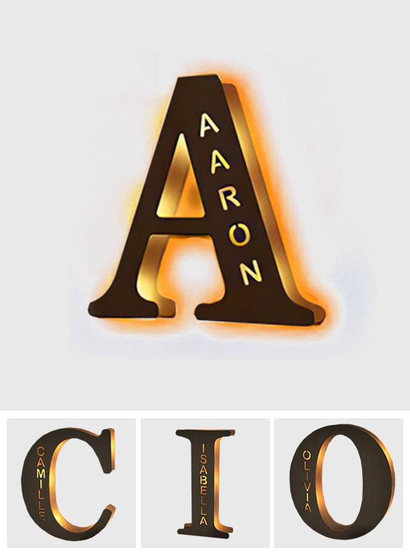 Wooden Letter - Personalized Any Letter With Name Lamp