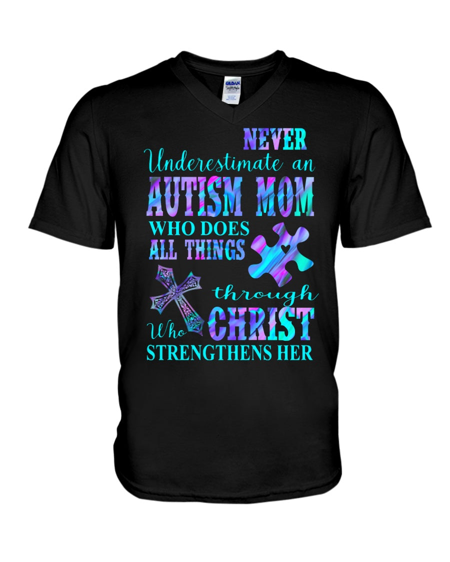 Never Underestimate An Autism Mom - Autism Awareness T-shirt and Hoodie 0520