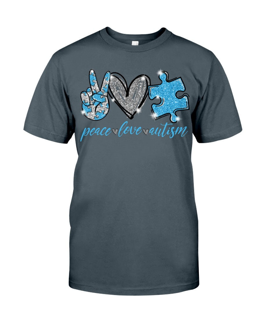 Peace Love - Autism Autism Awareness T-shirt and Hoodie 0921