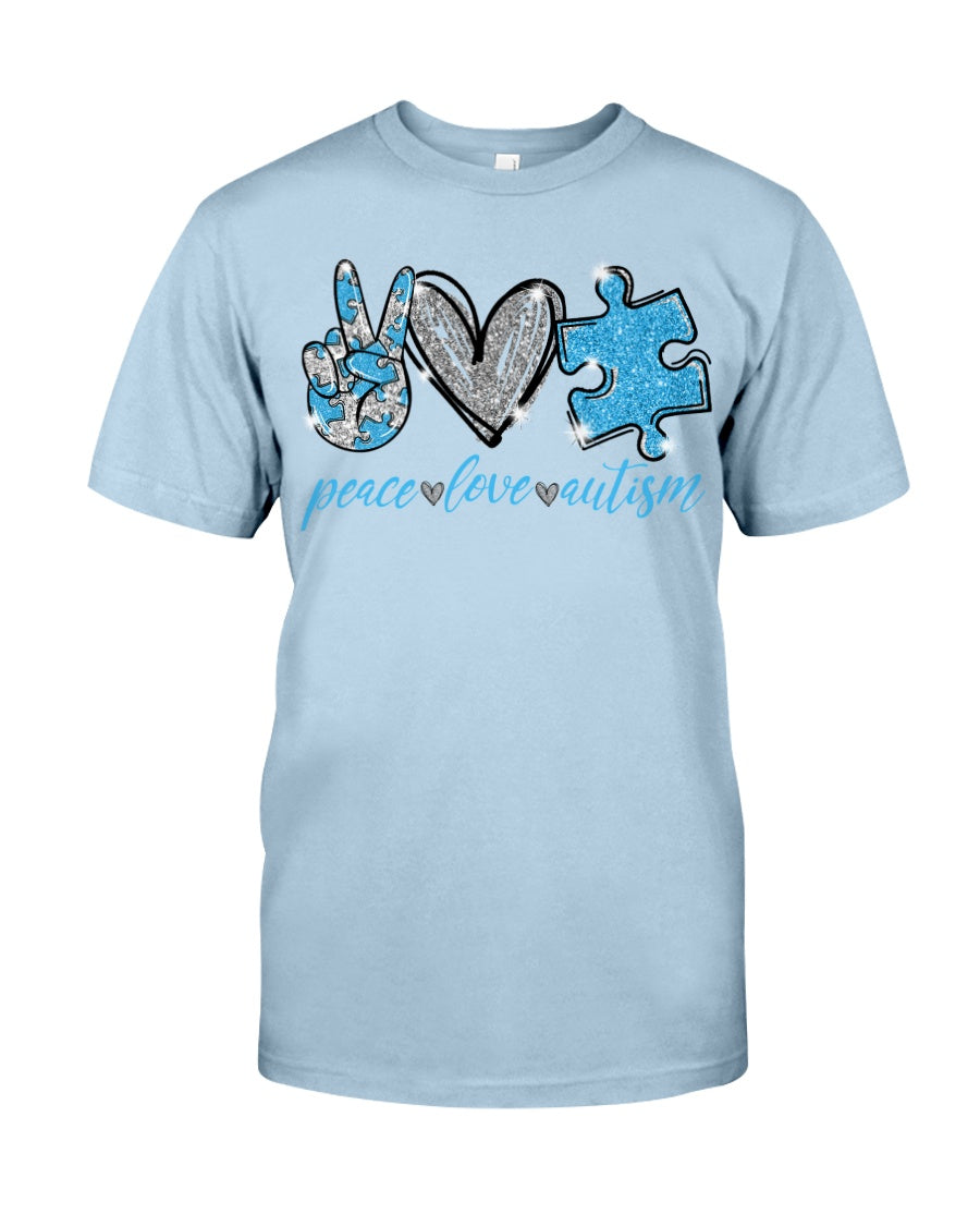 Peace Love - Autism Autism Awareness T-shirt and Hoodie 0921