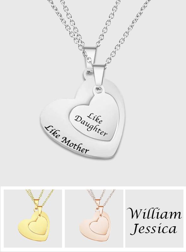Personalized Engraved Elegant Heart Pendant Necklace