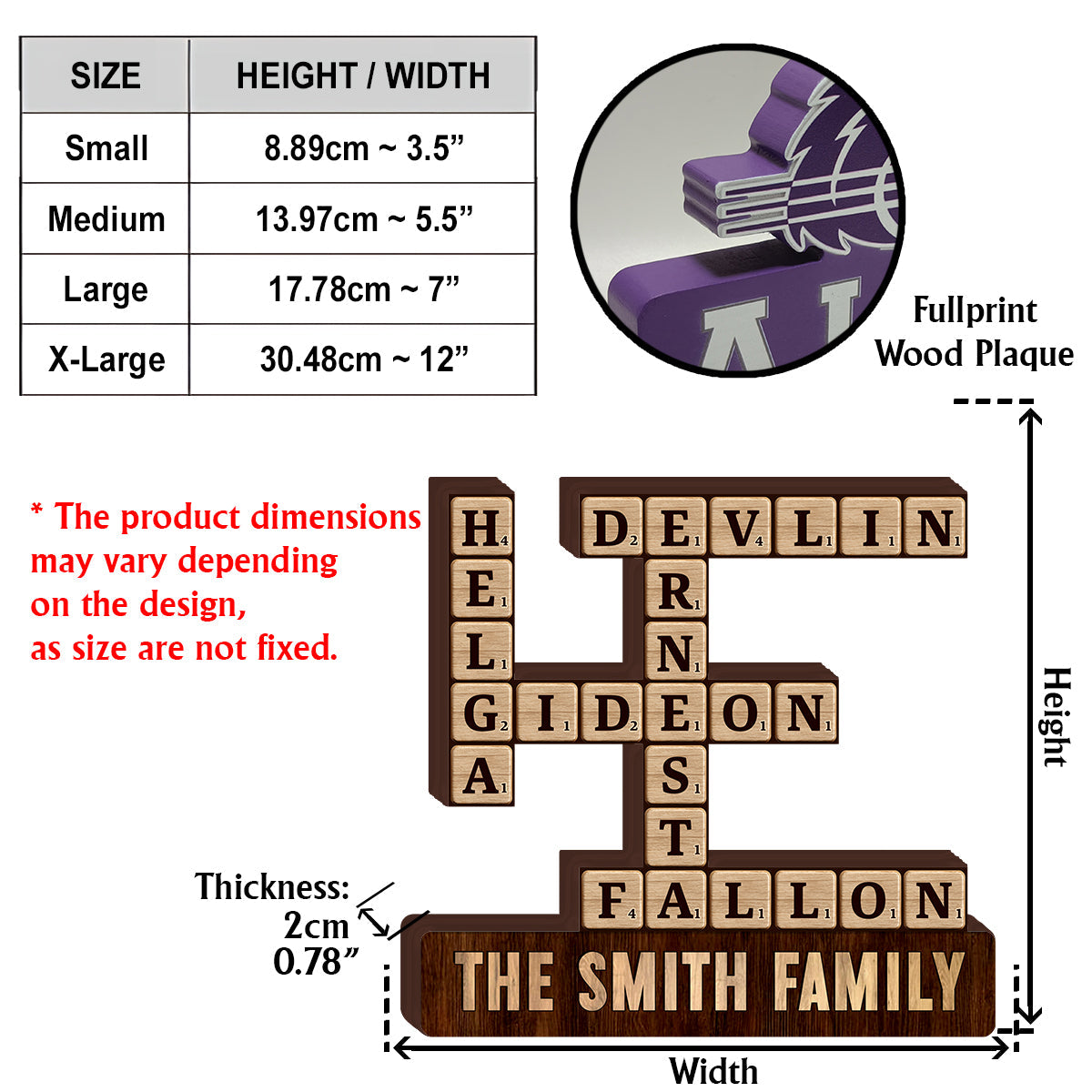 Love Family Crossword Puzzle Custom Name - Personalized Scrabble Custom Shaped Wood Plaque