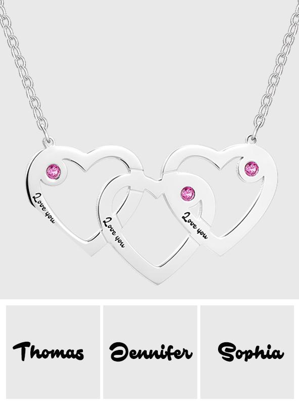 Triple Name - Personalized S925 Silver Triple Heart Name Necklace