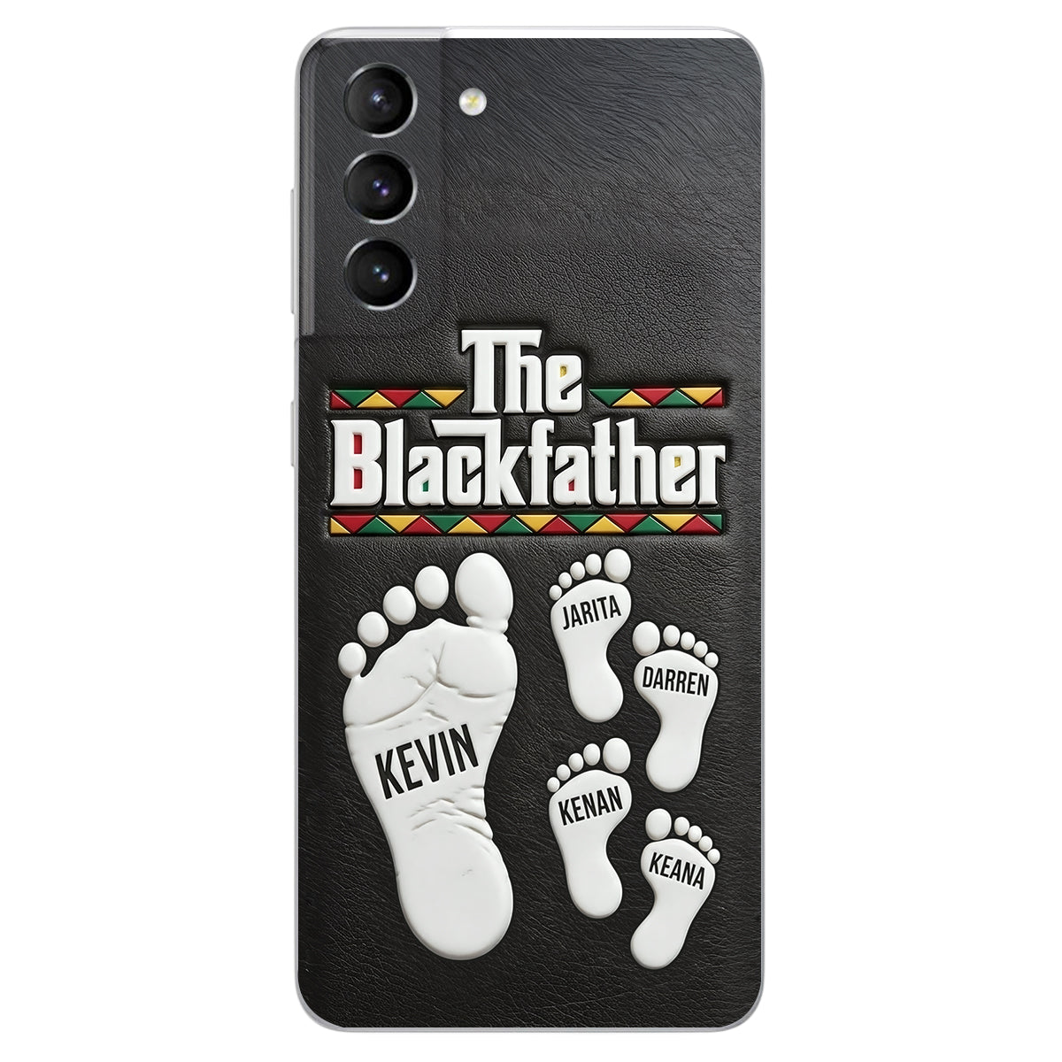 The Blackfather - Personalized Father 3D Embossed Leather Phone Case