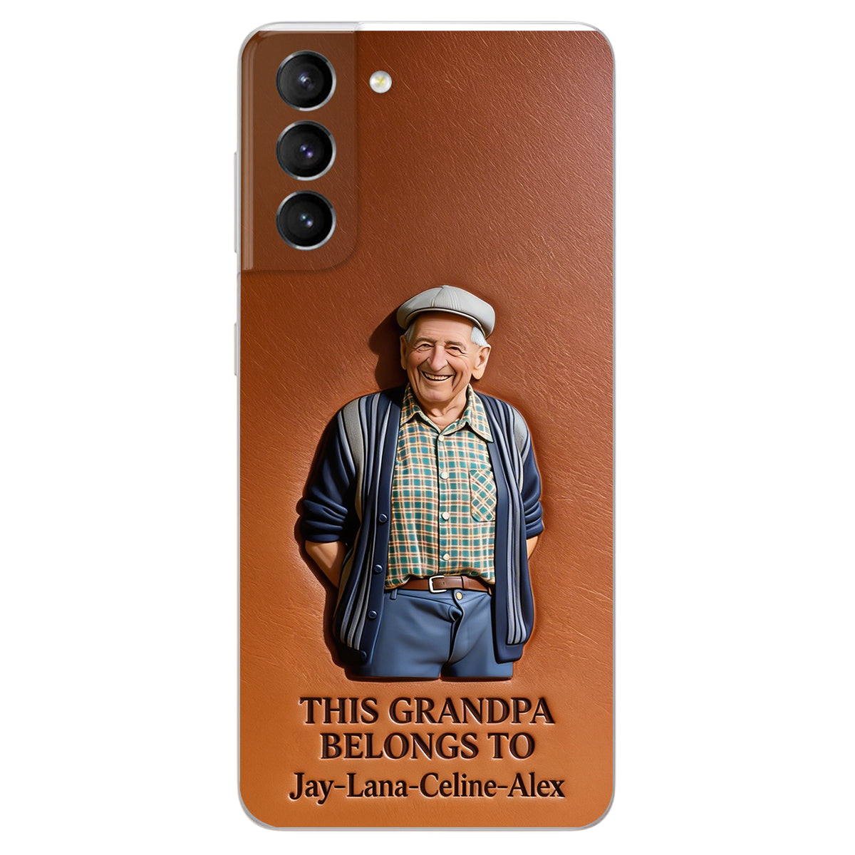 Together Always Case - Personalized Grandpa 3D Embossed Leather Phone Case