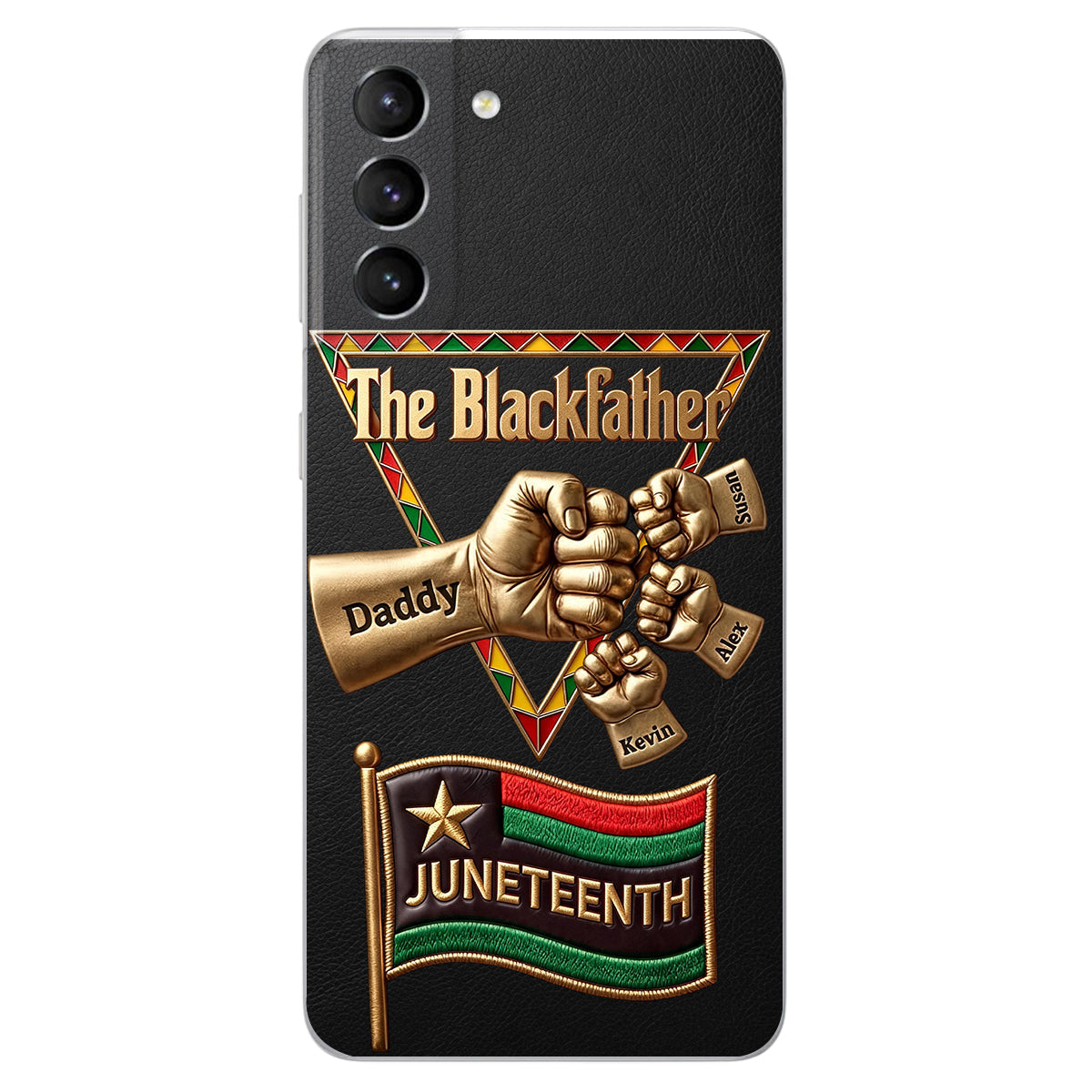 The Blackfather - Personalized Father 3D Embossed Leather Phone Case