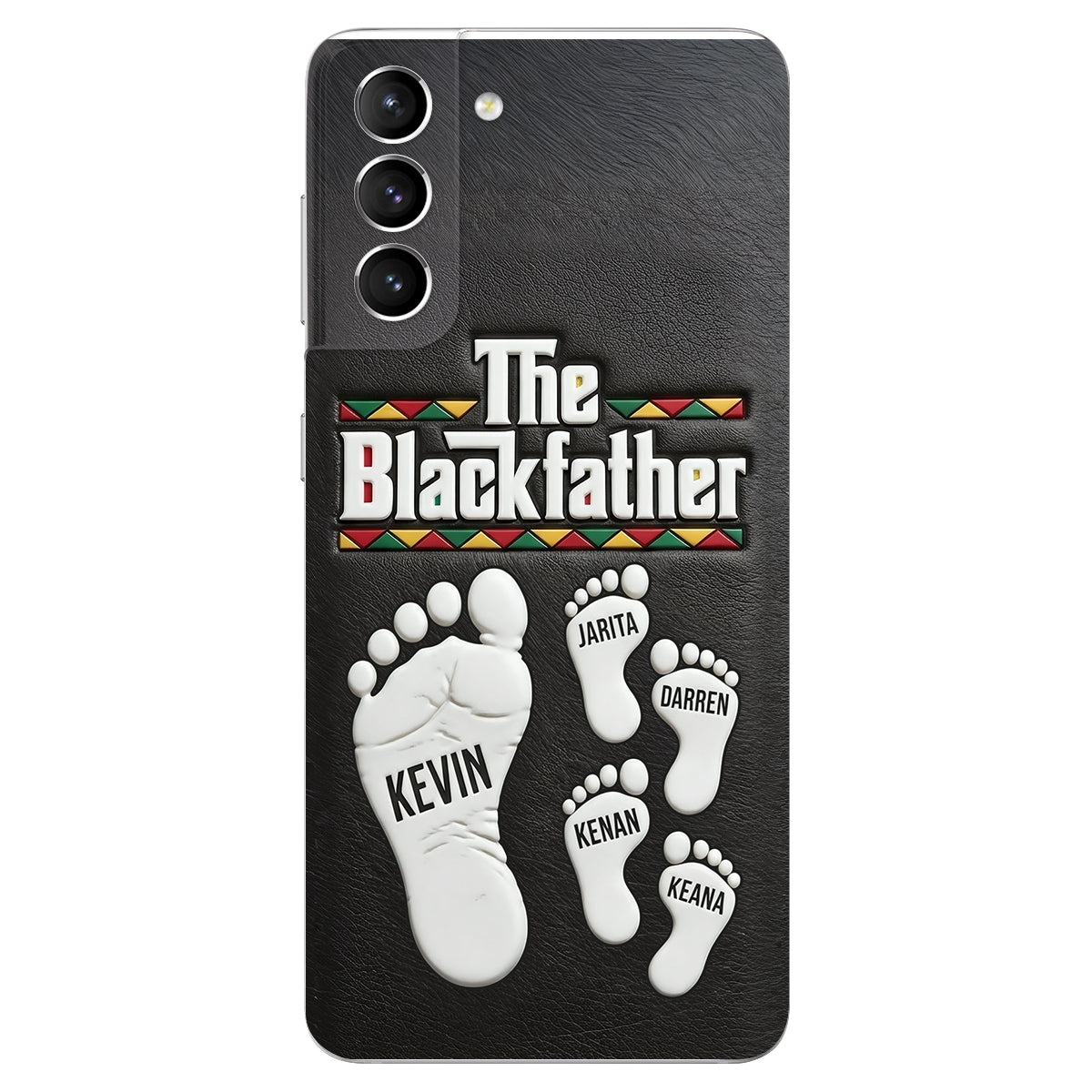 The Blackfather - Personalized Father 3D Embossed Leather Phone Case