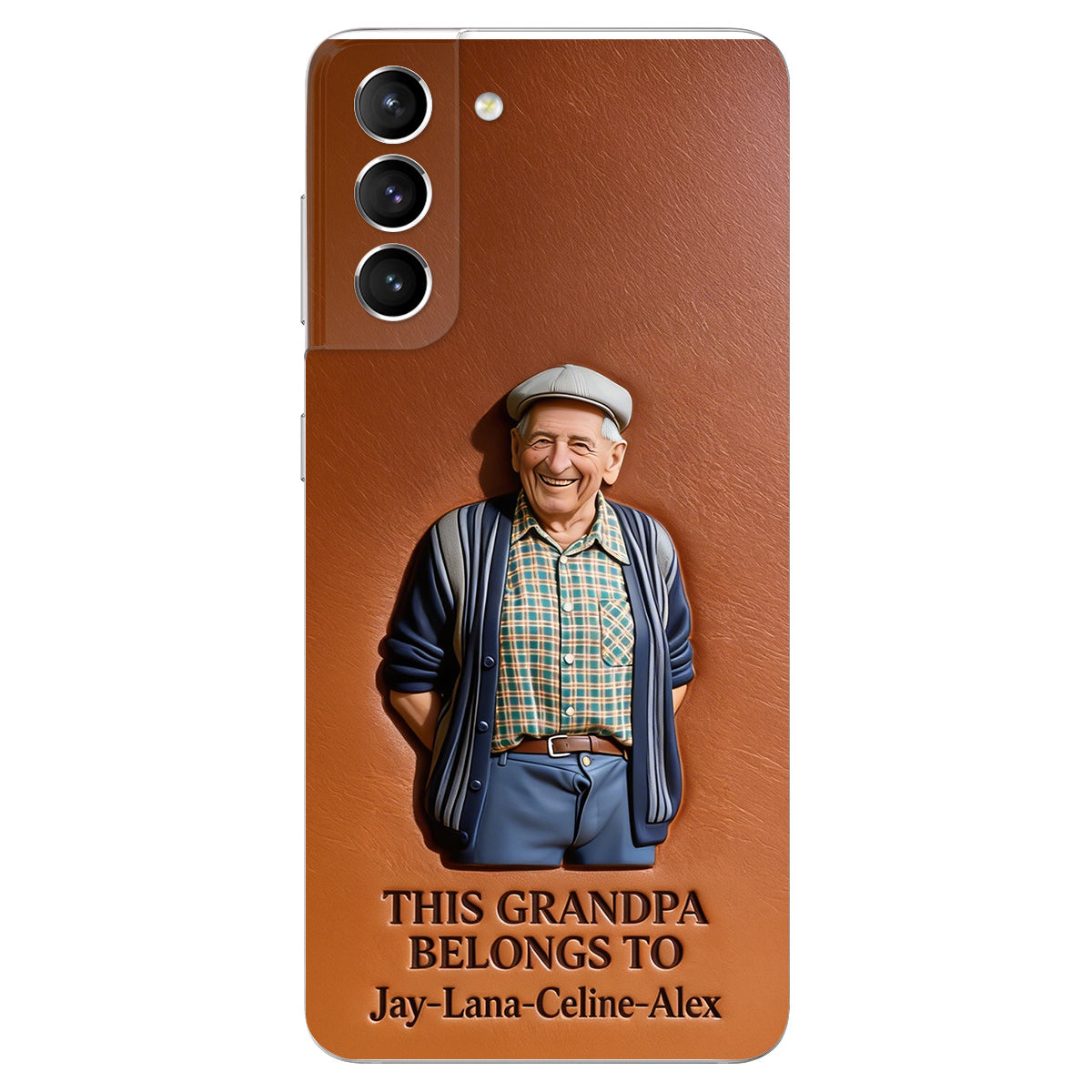 Together Always Case - Personalized Grandpa 3D Embossed Leather Phone Case