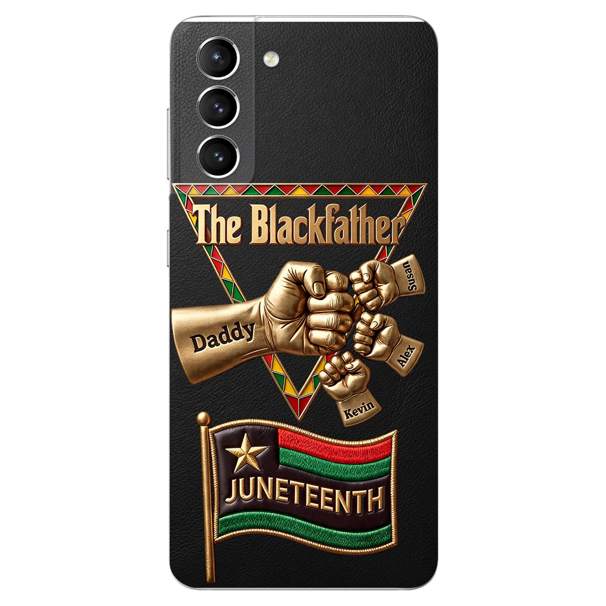 The Blackfather - Personalized Father 3D Embossed Leather Phone Case
