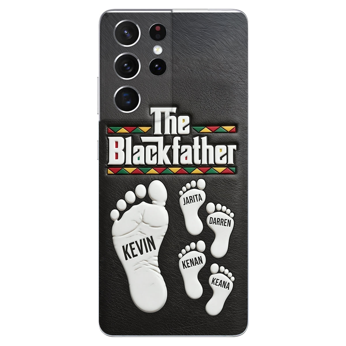 The Blackfather - Personalized Father 3D Embossed Leather Phone Case