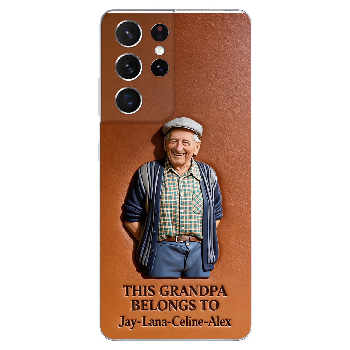 Together Always Case - Personalized Grandpa 3D Embossed Leather Phone Case