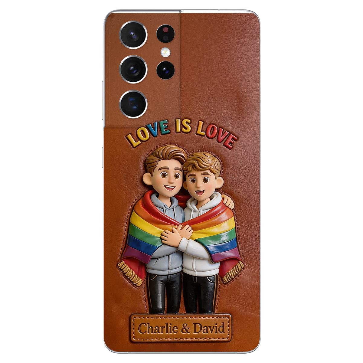 Love Is Love - Personalized LGBT Support 3D Embossed Leather Phone Case