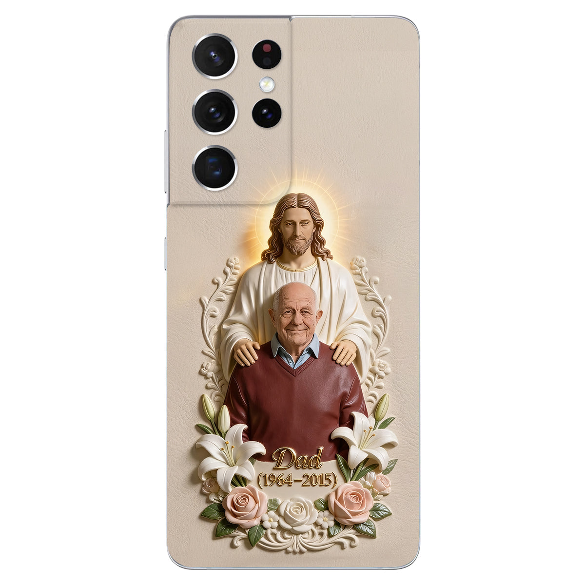 Memorial Gift Idea, Gift for Lost of Loved Ones - Personalized Memorial 3D Embossed Leather Phone Case