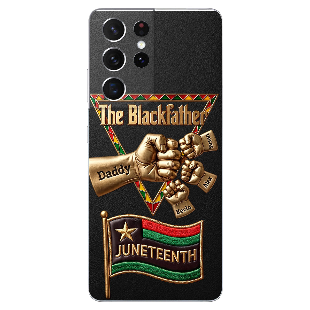 The Blackfather - Personalized Father 3D Embossed Leather Phone Case