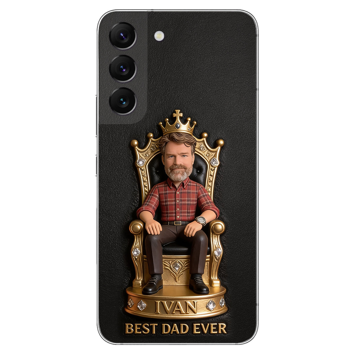 The King Dad - Personalized Father 3D Embossed Leather Phone Case