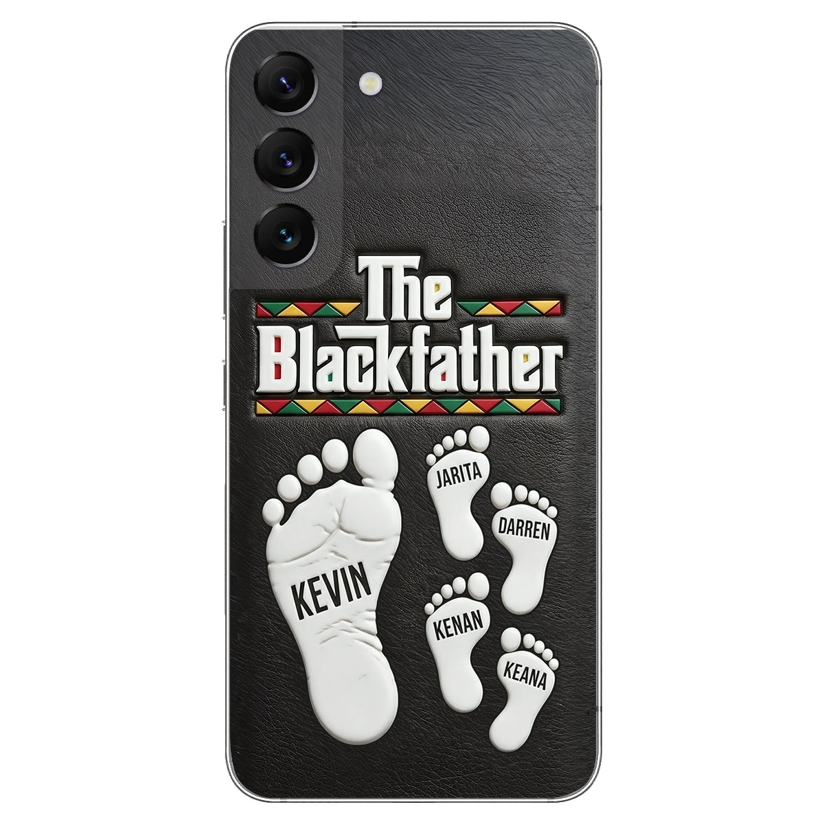 The Blackfather - Personalized Father 3D Embossed Leather Phone Case