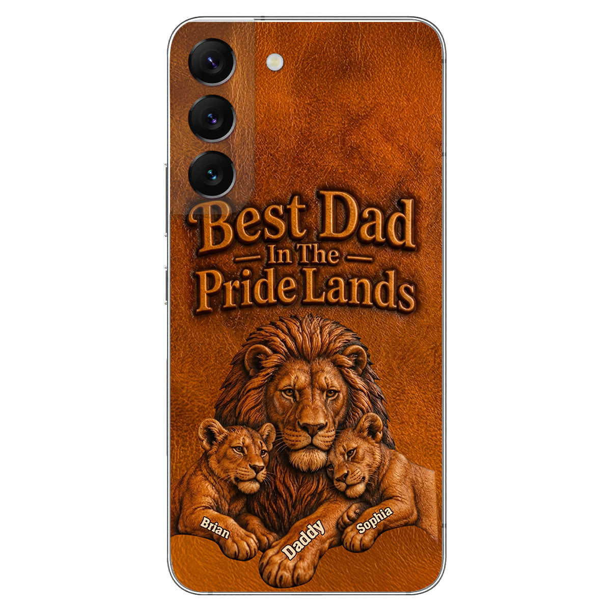 Papa Lion - Personalized Father 3D Embossed Leather Phone Case