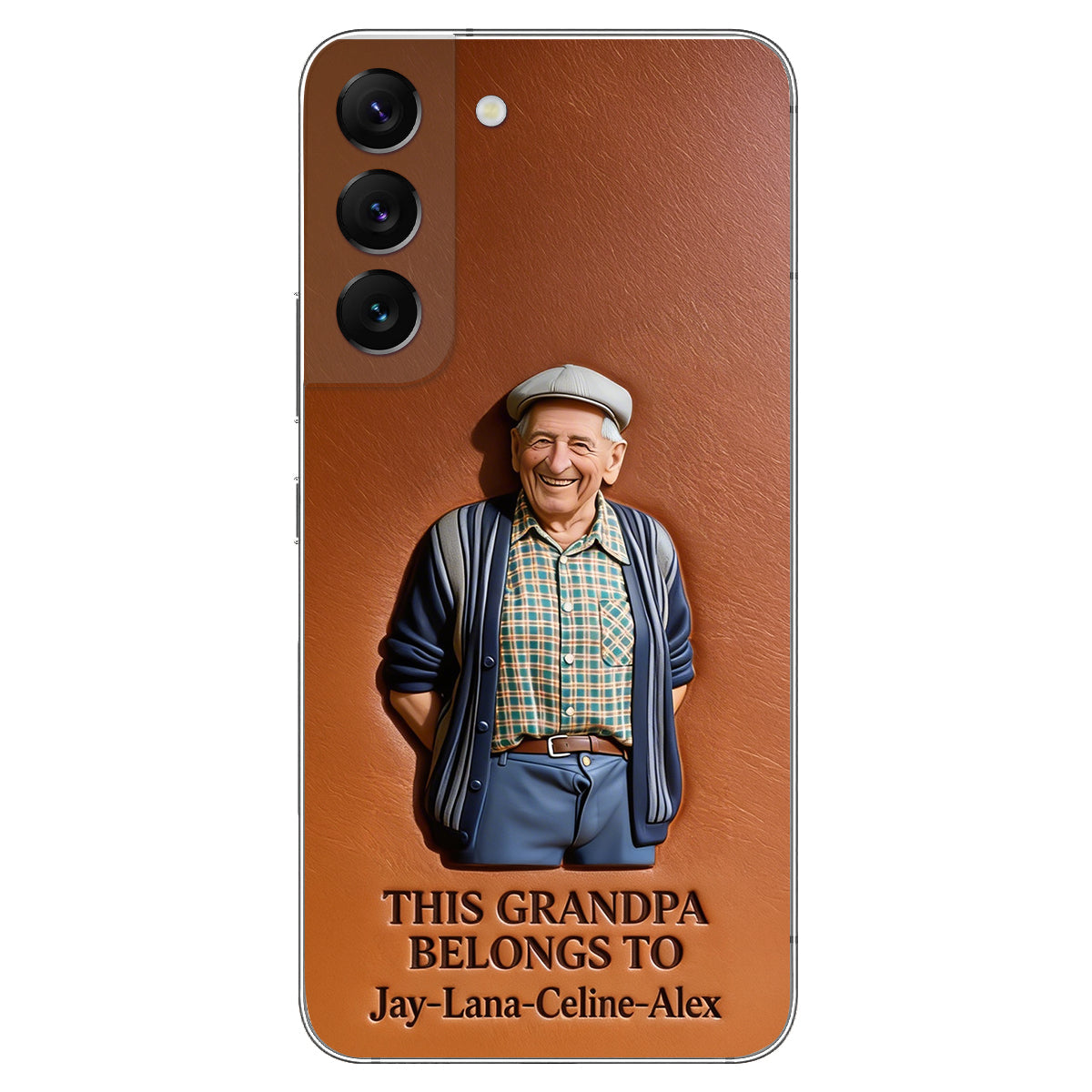Together Always Case - Personalized Grandpa 3D Embossed Leather Phone Case