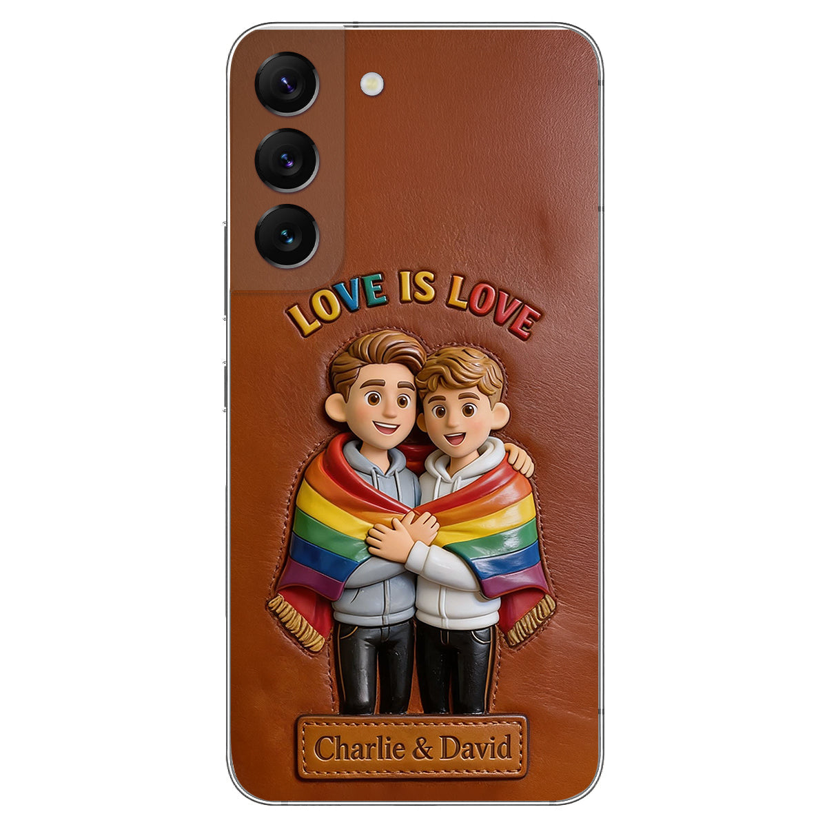 Love Is Love - Personalized LGBT Support 3D Embossed Leather Phone Case