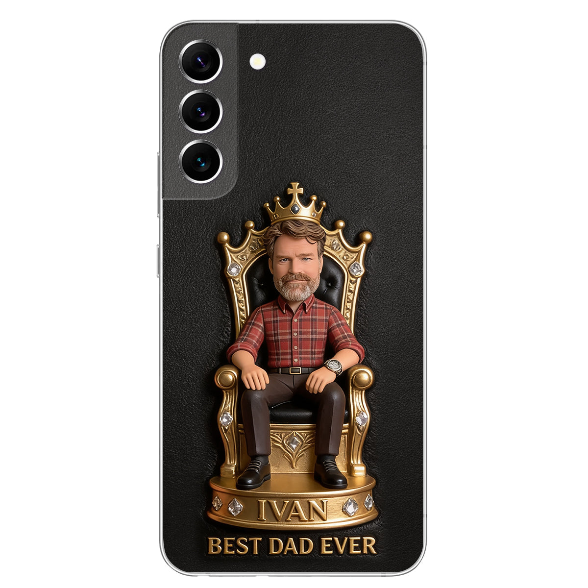 The King Dad - Personalized Father 3D Embossed Leather Phone Case