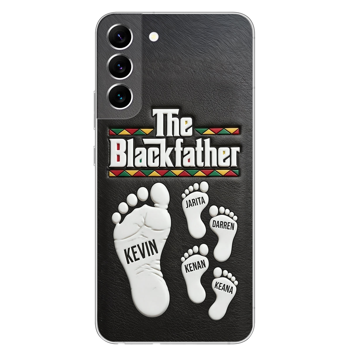 The Blackfather - Personalized Father 3D Embossed Leather Phone Case